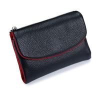 Unisex Pebble Real Leather Wallet, Dual Zipper Coin Purse, Ultra Thin Clutch Purses for Women, Multicolor, for Men & Women (Black1)