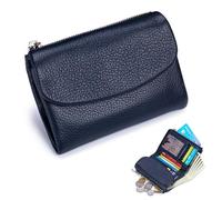 Unisex Pebble Real Leather Wallet, Dual Zipper Coin Purse, Ultra Thin Clutch Purses for Women, Multicolor, for Men & Women (Blue5)