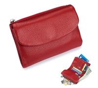 Unisex Pebble Real Leather Wallet, Dual Zipper Coin Purse, Ultra Thin Clutch Purses for Women, Multicolor, for Men & Women (Red4)