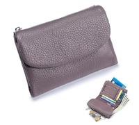 Unisex Pebble Real Leather Wallet, Dual Zipper Coin Purse, Ultra Thin Clutch Purses for Women, Multicolor, for Men & Women (Purple2)