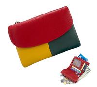 Unisex Pebble Real Leather Wallet, Dual Zipper Coin Purse, Ultra Thin Clutch Purses for Women, Multicolor, for Men & Women (Red1)