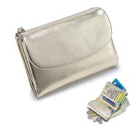 Unisex Pebble Real Leather Wallet, Dual Zipper Coin Purse, Ultra Thin Clutch Purses for Women, Multicolor, for Men & Women (Glod)