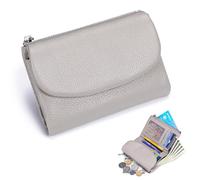 Unisex Pebble Real Leather Wallet, Dual Zipper Coin Purse, Ultra Thin Clutch Purses for Women, Multicolor, for Men & Women (White2)