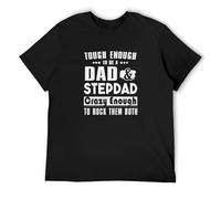 Unisex T-Shirt Funny StepdadFor Men Best Stepfather Gift Dad Stepdad Rock The Both Black S