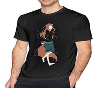 Unisex T-Shirt SPI-Ce and Wolf Men'SAdult Short Sleeve Fashion Summer Tops Black M