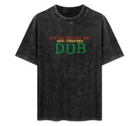 Unisex T-Shirt Vintage and on The 8Th Day God Created Dub Reggae DJ Rasta Roots Music Festival 100% Cotton Round Neck Black XL