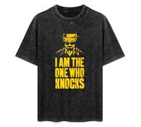 Unisex T-Shirt Vintage I Am The One Who Knocks Tee Breaking Bad TV Show Movie 100% Cotton Round Neck Black 3XL