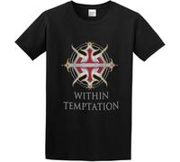 Unisex T-Shirt Within Temptation Metal Rock Casual Black XL Manches Courtes(Small)