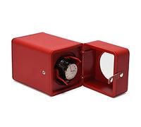 Unisex Watch Winder and Jewelry Intelligent Mechanical Watches Box, Luxury Automatic Single Watch Winder PU Leather- Black/Red