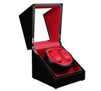Unisex Watch Winder Automatic Wood Double Rotation Winders Deluxe Silent Motor Wood Box 4 Modes 2 Power Supply Mode-19.5×18×18CM (A)