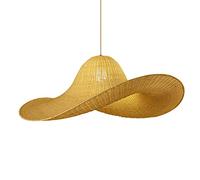 Unisex Watch Winder Bohemian Pendant Light Extra Large Chandelier Rattan Hanging Lights in Hat Shape Boho Bamboo Woven Suspens Lamp Southeast Asia Style Tropical Pendant Lamp Shade for Kitchen Island