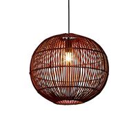 Unisex Watch Winder Bohemian Pendant Light Retro Brown Country Lamp Shade Boho Rattan Light Fixtures Ceiling Natural Bamboo Chandeliers Lamp Shades, Adjustable E26/ Base Tea Room Cafe Hanging