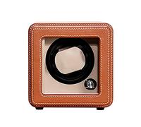 Unisex Watch Winder Brown Leather Storage Box Single Shaker Mechanical Automatic Winding Case 5-Gears Rotating Device Dust-Proof Watch Organizer Quiet and Well