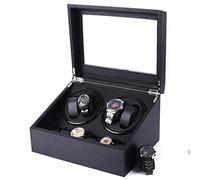 Unisex Watch Winder Carbon Fiber 4+6 Double Head Automatic Winding Motor Power Button High-Grade Shaker Watch Box