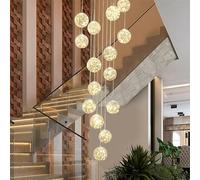 Unisex Watch Winder Chandelier 15 Glass LED Chandelier, Minimalist Staircase Pendant Light, Creative Long Chandeliers, Gypsophila Long Hanging Lights, Ceiling Lights in The Villa, Stairwells and