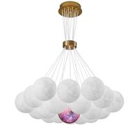 Unisex Watch Winder Chandelier 7 Milk White Round Cluster Bubble Chandelier 3D Printed Moon Planet Chandelier,Chandelier