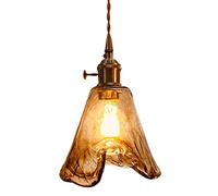 Unisex Watch Winder Chandelier Brass Glass Chandelier for Kitchen Island Hallway Vintage Pendant Light with Amber Glass Farmhouse Ceiling Hanging Fixture 15.5x21cm (6x8inch)