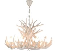 Unisex Watch Winder Chandelier Chandelier, Chandelier Retro Brown White Resin Antler Chandelier Lighting 4/6/9 Arms Luxury V-intage Chandeliers for House Lighting Fixtures(White 9x9 Arms)