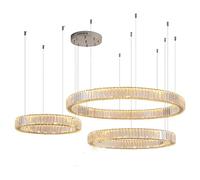 Unisex Watch Winder Chandelier Chandelier, Crystal Circle LED Dimmable Chandelier Gold/Chrome Steel Ring Pendant Chandelier Lighting Living Room Hanging Lamp(Led108W)