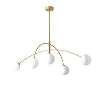 Unisex Watch Winder Chandelier Glass Globe Sputnik Chandelier with 5 Lights Nordic Style Pendant Light for Kitchen Island and Dining Room Mid Century Hanging Ceiling Light Fixture Gold Finish