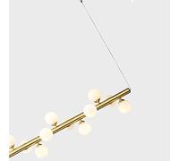 Unisex Watch Winder Chandelier Nordic Brass Magic Bean Pendant Light for Dining Room Island Linear Chandelier with Globe Glass 13 Lights in Gold Finish 100x25cm