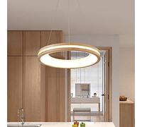 Unisex Watch Winder Chandelier Wood LED Ring Chandelier with Japanese Style Pendant Light Contemporary Dimmable Ceiling Light for Kitchen Island Living Room and Dining Room 20x20x2inch