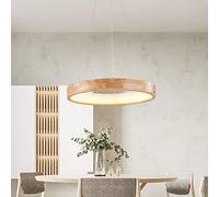 Unisex Watch Winder Chandelier Wooden LED Ring Chandelier Japanese Style Pendant Light Dimmable Contemporary Circular Ceiling Light for Kitchen Island Living Dining Room 20x20x2inch