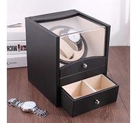Unisex Watch Winder Double Automatic Winder PU Leather Rotating Watches Case Storage Display with Drawer Long Lasting Durability Watch Shaker Box