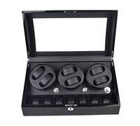 Unisex Watch Winder Festival Automatic Rotation Motors Watch Winder Display Box 6+7 Leather Storage, Black