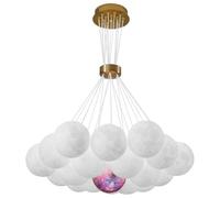 Unisex Watch Winder Home Decor Cream Round Cluster Bubble Chandelier Planet Light Living Room Magic Beans Bubble Pendant Light 3D Print Moon Planet Chandelier Nordic Large Chandelier for Gilrs Bedr