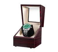 Unisex Watch Winder Single Automatic Winder with Adjustable Watch Pillows Wood Shell Piano Paint Exterior Silent Motor Dual Power Supp