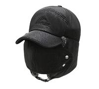 Unisexe 3 en 1 Chapka en Fausse Fourrure Chapeau de Trappeur avec Masque Facial Amovible Casquette de Baseball Isolée Hiver Coupe-vent Cache-cou Cache-oreilles Chaud Bonnet de Ski Snowboard Moto