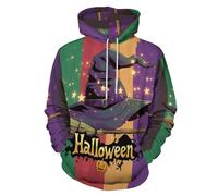 Unisexe 3D Drapeaux Imprimé Sweat À Capuche Pull À Manches pour Hommes Femmes Manches Longues Hoodie,Étoiles À Rayures Colorées Vieux Chapeau De Sorcière