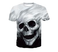 Unisexe 3D Imprimé Décontracté T-Shirt Graphic Manche Courte Crâne Noir Hommes Squelette T-Shirt Punk Rock Gun Bleu T-Shirts Impression 3D T-Shirt Vintage Hommes Vêtements Été Hauts Blancs,D-127,3XL