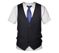 Unisexe 3D Imprimé Décontracté T-Shirt Graphic Manche Courte Faux Costumes 3D Pour Hommes T-Shirt Avec Imprimé 3D Tuxedo Bow Cravate À Manches Courtes Vêtements De Rue Fake Costume T-Shirt-T2_Xxl_Chi