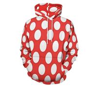Unisexe 3D Pois Blancs Imprimé Sweat À Capuche Manches Longues pour Hommes Femmes, Géométrie Graphique Pull À Capuche Sweatshirt avec Poches à Cordon XL