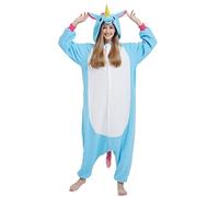 Unisexe Adulte Animal Pyjamas Onesie Licorne-Bleu Costume Halloween Noël Hiver Déguisé Fête Outfit Nuit Vêtements