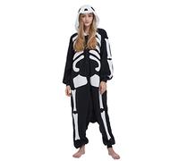 Unisexe Adulte Animal Pyjamas Onesie Squelette Costume Halloween Noël Hiver Déguisé Fête Outfit Nuit Vêtements