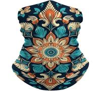 Unisexe Bandeau Magique,Fleurs de Mandala Vintage,Chapeaux Demi-Visage Anti-Solaire Headwrap pour Jogging Moto Vélo 26X30cm