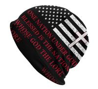 Unisexe Bonnet d'hiver Tricoté Drapeau Américain Amérique Dieu Jésus Foi Croix Bonnet De Nuit Classique Capuche Tricotée pour La Course, Jogging, Ski