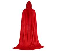 Unisexe Cape d'Halloween Cape à Capuchon Longue en Velours Costume de Sorcière Vampire Diable Gothique Medievale Robe de Prince Princesse Halloween Cosplay Déguisement pour Adultes Hommes Femmes