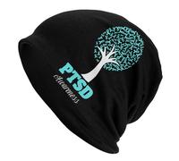 Unisexe Capuche Tricotée Sensibilisation Au Syndrome De Stress Post-Traumatique Bonnet De Nuit Moelleux Casquette De Crâne pour Le Patinage, Running, Adultes
