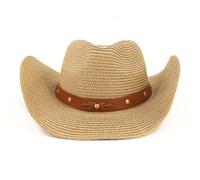 Unisexe Chapeau de Cowboy en Paille Western Chapeau de Soleil Eté Large Bord Protection UV Panama Chapeau de Fedora Extérieur Chapeau de Paille Respirant Casquette Visière Pliable pour Plage Voyage