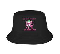 Unisexe Chapeaux De Seau Grenouille Drôle, J'En Fais Trop, Va en Trouver Moins, Chapeaux De Plage Mode Bob Respirant Chapeau De Soleil pour Été Plage Voyages