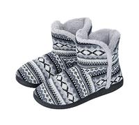 Unisexe Chaussons Montants Automne-hiver Pantoufle Cachemire Doublure Thermique Femme Homme Bottine Botte Basse Doux Confort Slipper Antidérapant Mule Charentaise Chaud Épais, Gris noir, 43/44