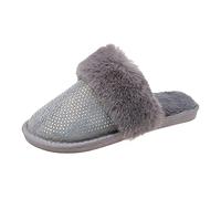 Unisexe - Chaussures de lit pour homme et femme - Chaussettes antidérapantes douces - Confortables - Chaudes - Ouvertes - Chaudes - Avec doublure en fourrure - Pantoufles décontractées - Pour