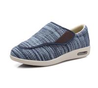 Unisexe Chaussures Diabétiques Large Largeur Ajustable Personnes Âgées Œdème Pantoufles Respirable Antidérapant Coussin d'air Baskets Orthopédiques,Bleu,37 EU
