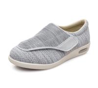 Unisexe Chaussures Diabétiques Large Largeur Ajustable Personnes Âgées Œdème Pantoufles Respirable Antidérapant Coussin d'air Baskets Orthopédiques,Argent,39 EU