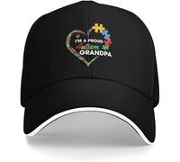 Unisexe classique sensibilisation à l’autisme « Je suis un fier grand-père autiste autiste » casquette baseball réglable - Puzzle coloré Coeur Design, polyester Papa unisexe durable confortable