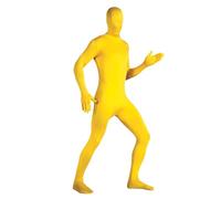 Unisexe Cosplay Scène Performance Costume Couleur Unie Seconde Peau Costume Deguisement Combinaison Intégrale Exposés Yeux et Bouche Jaune XL Carnaval d'Halloween